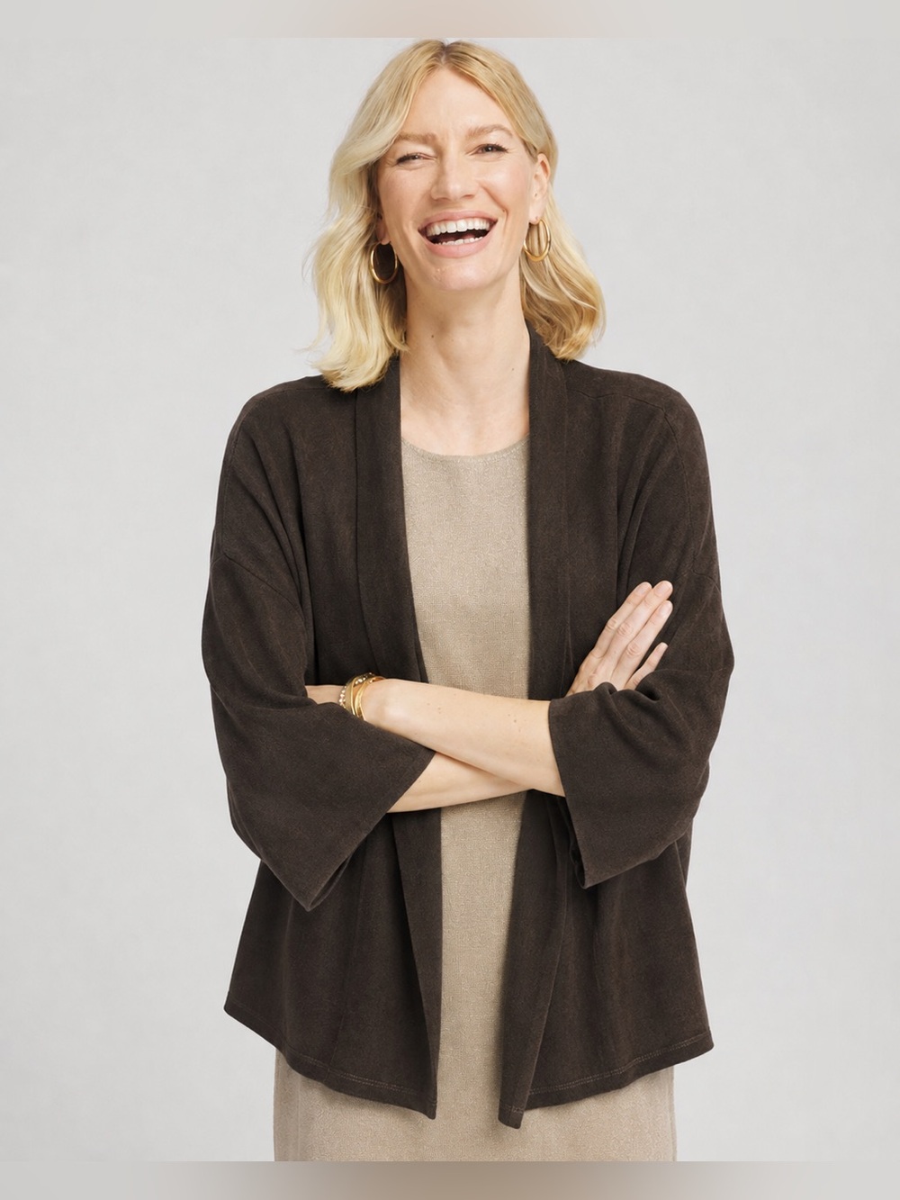 CHICOS TRAVELERS Chocolate Brown Cardigan
